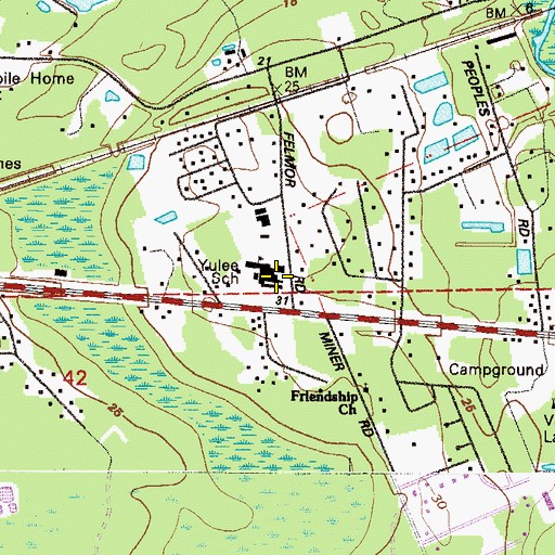 Topographic Map of Yulee Elementary School, FL