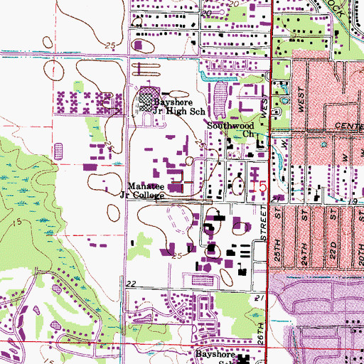 Topographic Map of Manatee Technical Institute, FL