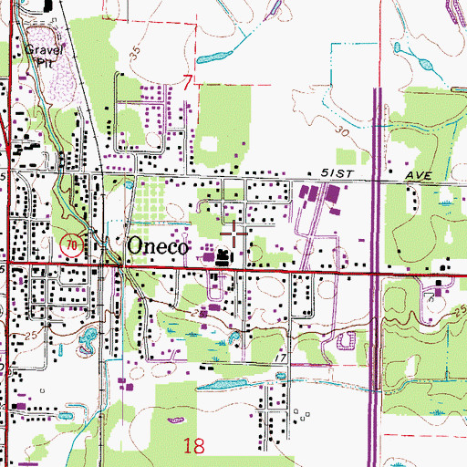 Topographic Map of Oneco Elementary School, FL