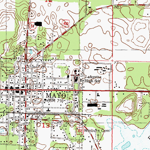 Topographic Map of Lafayette High School, FL