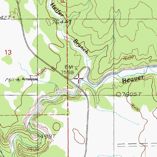 Topographic Map of Heifer Branch Beaver Creek, AZ