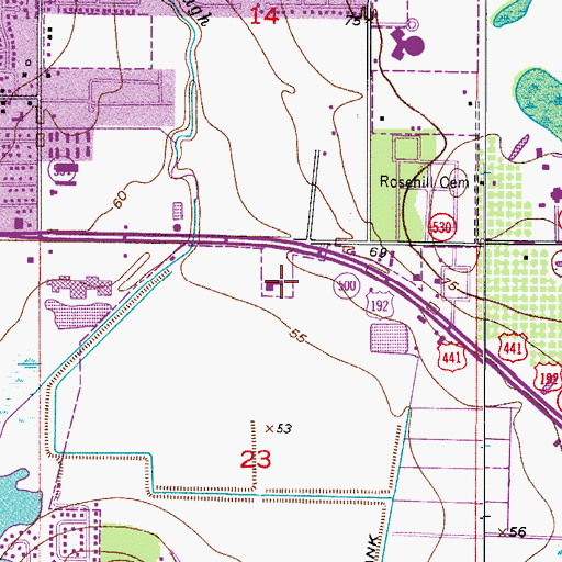 Topographic Map of Boggy Creek Elementary School, FL