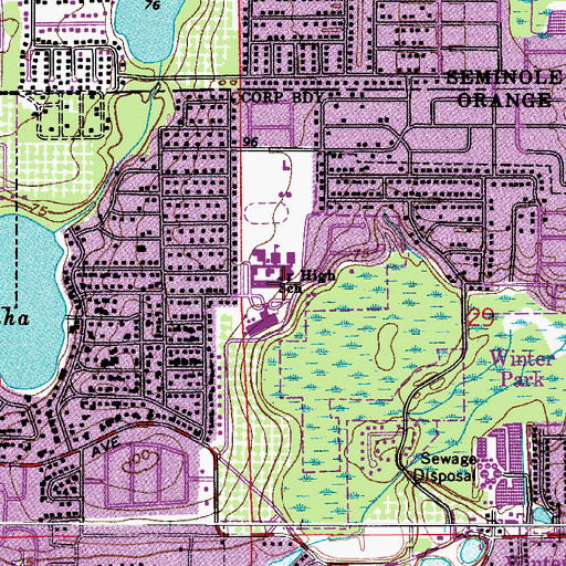 Topographic Map of Dommerich Elementary School, FL