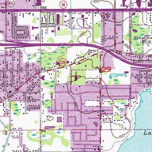Topographic Map of Ivey Lane Elementary School, FL