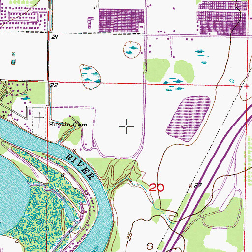 Topographic Map of Ruskin Memorial Gardens, FL