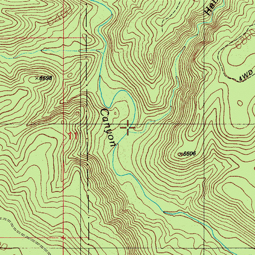 Topographic Map of Hells Canyon, AZ
