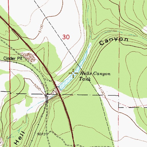 Topographic Map of Hells Canyon Tank, AZ