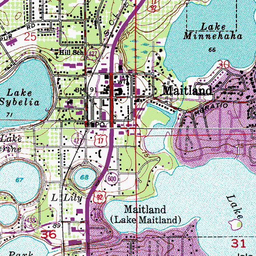 Topographic Map of Maitland Public Library, FL