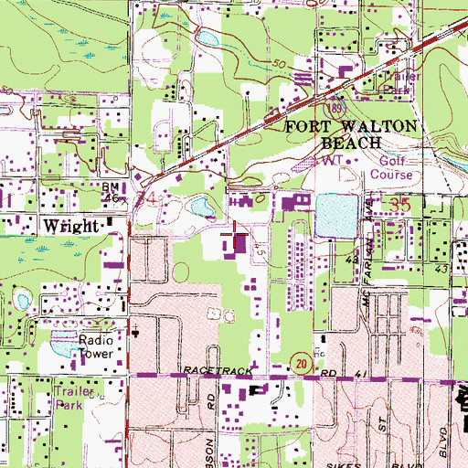 Topographic Map of Fort Walton Beach Medical Center, FL