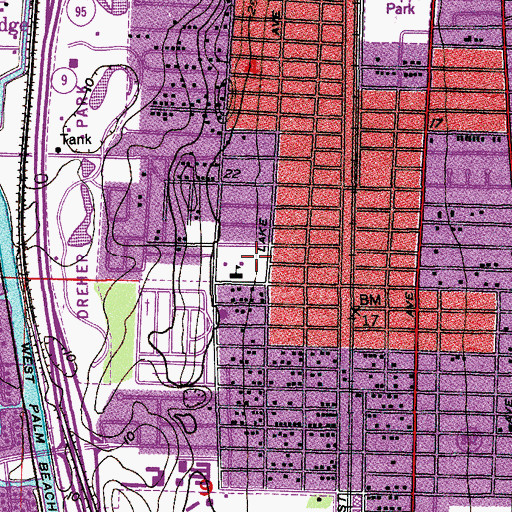 Topographic Map of Palmetto Elementary School, FL