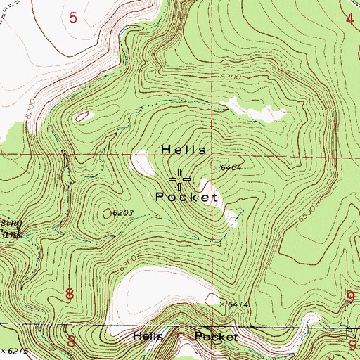 Topographic Map of Hells Pocket, AZ