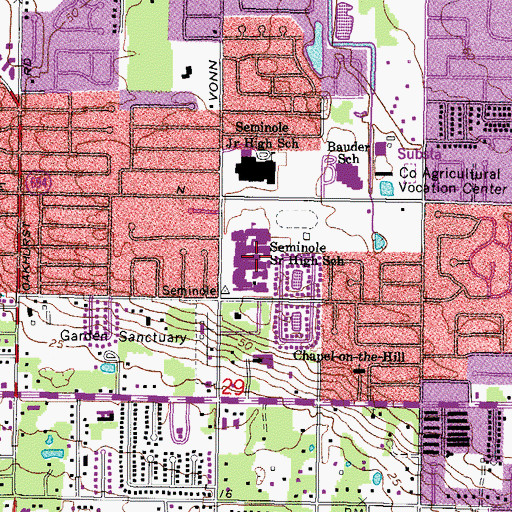 Topographic Map of Seminole High School, FL