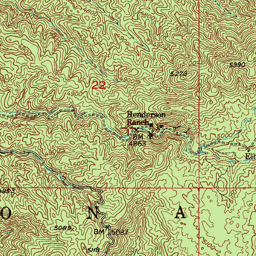 Topographic Map of Henderson Ranch, AZ