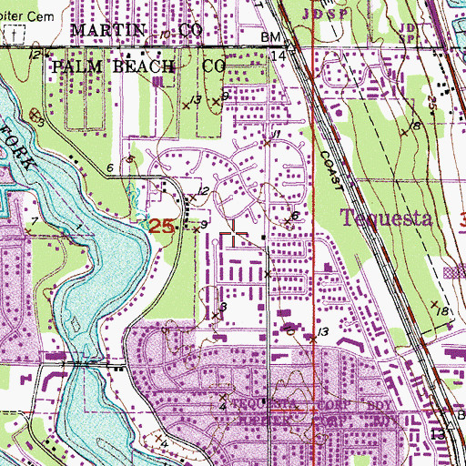 Topographic Map of Palm Beach County Public Library - North-County Branch, FL