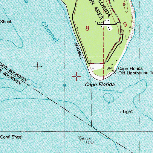 Topographic Map of Cape Florida Anchorage, FL