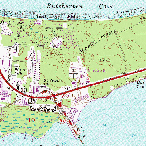 Topographic Map of Gulf Breeze Hospital, FL