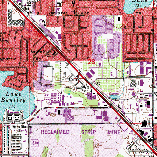 Topographic Map of Lakeland Memorial Gardens, FL