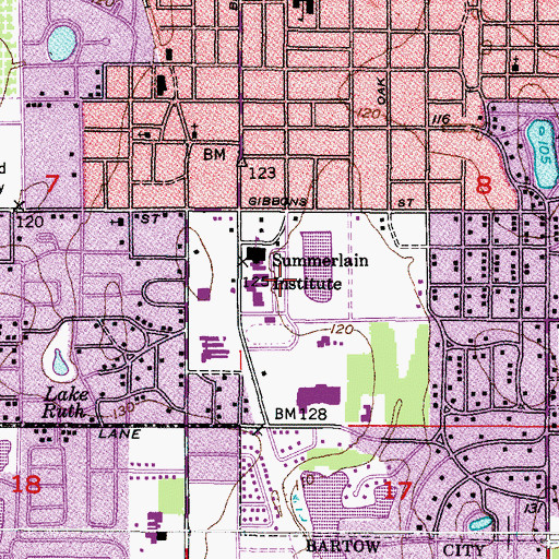 Topographic Map of Bartow Senior High School, FL