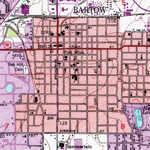 Topographic Map of Bartow Elementary Academy, FL