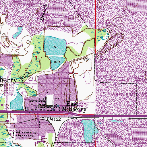 Topographic Map of Mulberry Senior High School, FL