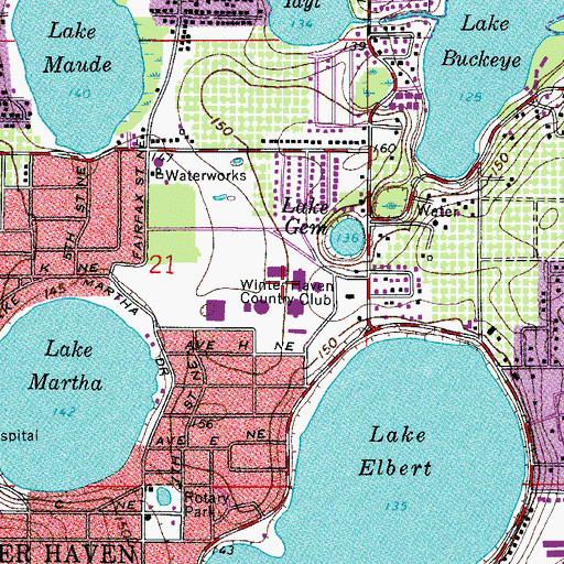 Topographic Map of Polk Community College, FL