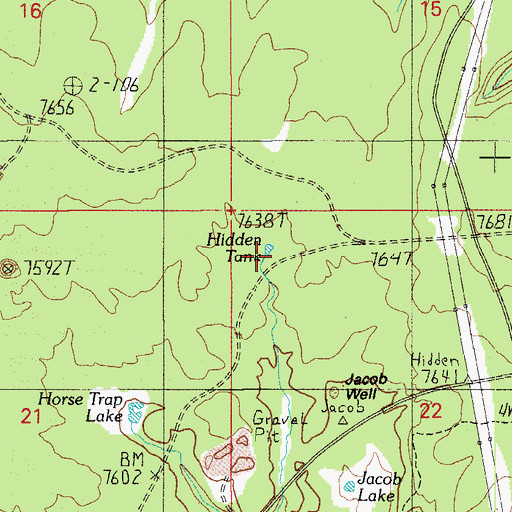 Topographic Map of Hidden Lake, AZ
