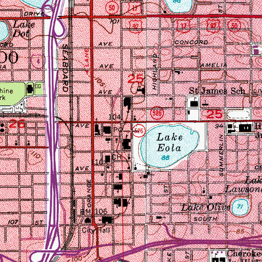 Topographic Map of Cathedral Church of Saint Luke, FL