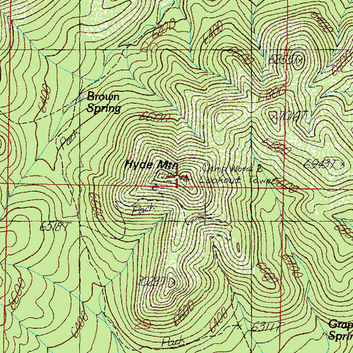 Topographic Map of Hyde Creek Mountain, AZ