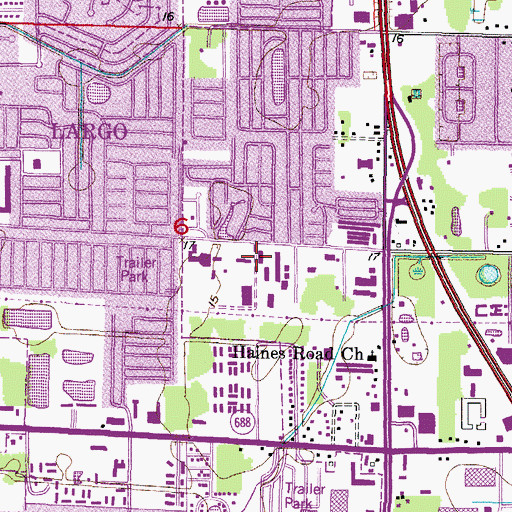 Topographic Map of Florida Beacon Bible College, FL