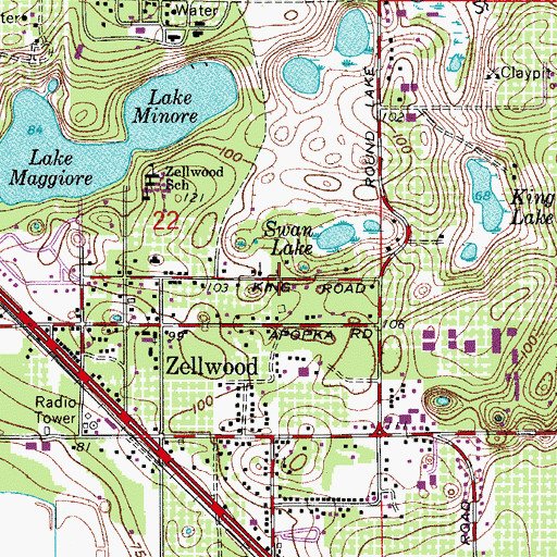 Topographic Map of Zellwood United Methodist Church, FL