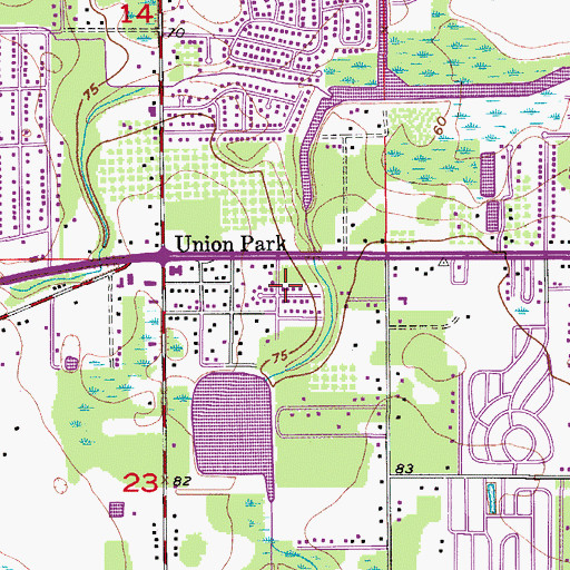 Topographic Map of Union Park United Methodist Church, FL
