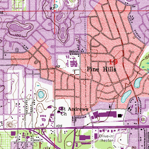 Topographic Map of Pine Hills Seventh Day Adventist Church, FL