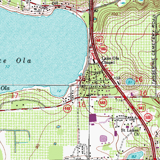 Topographic Map of Ola Beach, FL