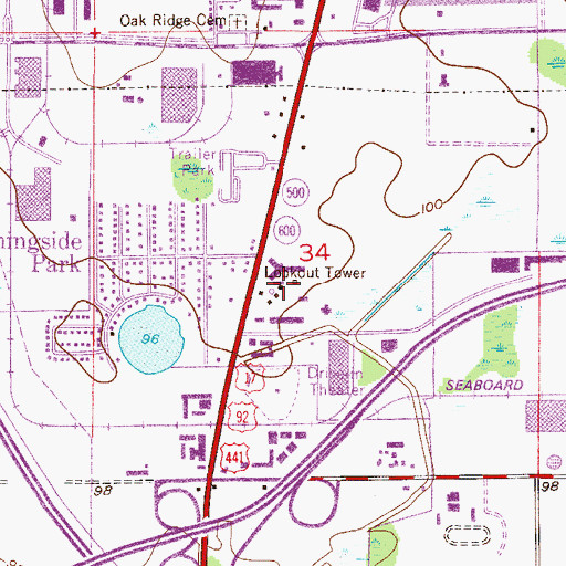 Topographic Map of Orlando Fire Tower, FL