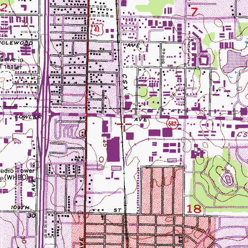 Topographic Map of Hillsboro Railroad Station, FL