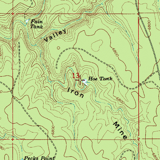 Topographic Map of Hoe Tank, AZ