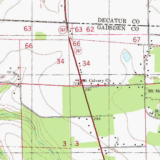 Topographic Map of Mount Calvary Cemetery, FL
