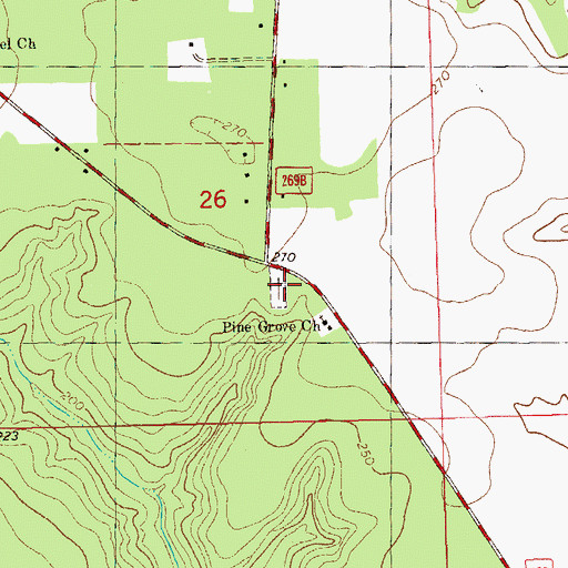 Topographic Map of Pine Grove Cemetery, FL