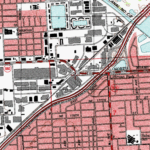 Topographic Map of Miami Plantation Railroad Station, FL