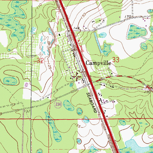 Topographic Map of Campville Methodist Church, FL