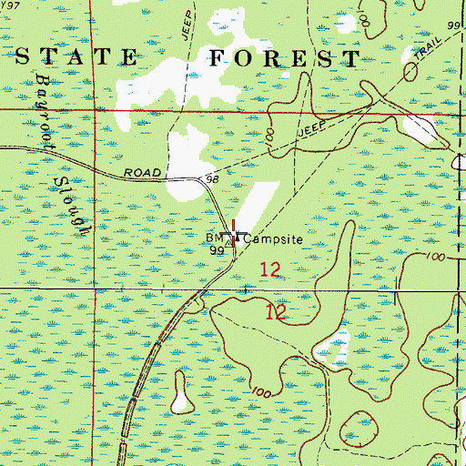 Topographic Map of East Richloam Lookout Tower, FL
