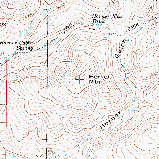 Topographic Map of Horner Mountain, AZ