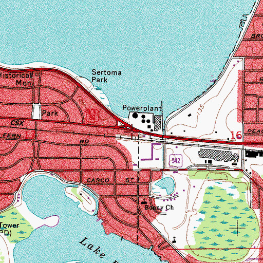 Topographic Map of Tolson Railroad Station, FL