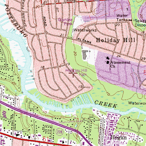 Topographic Map of Holiday Hill Park, FL