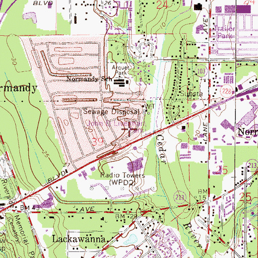 Topographic Map of John D Liverman Park, FL