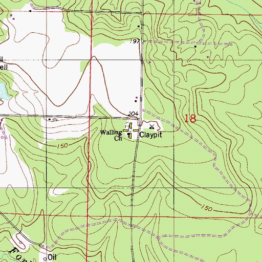 Topographic Map of Walling Cemetery, FL