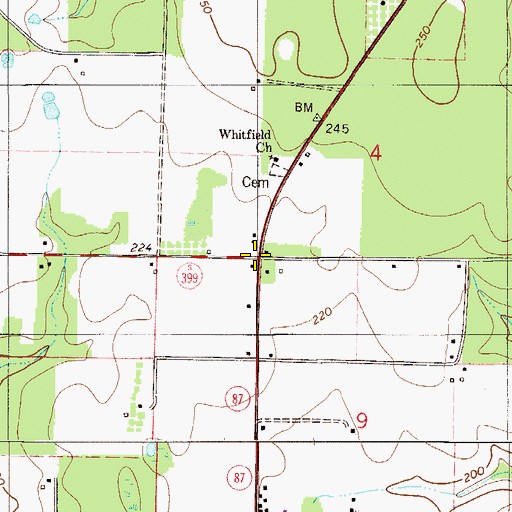 Topographic Map of Whitfield, FL