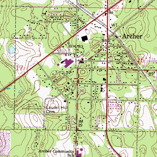 Topographic Map of Bethlehem Presbyterian Church, FL
