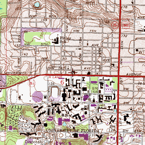 Topographic Map of Saint Augustine Church and Catholic Student Center, FL