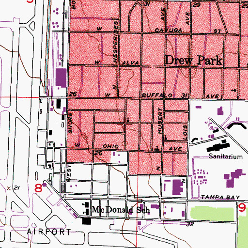 Topographic Map of Tims Memorial Presbyterian Church, FL